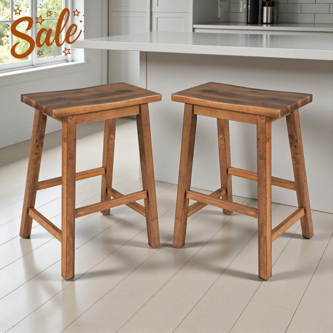 Tcbosik Farmhouse Bar Stools Set of 2, 24" Counter Height Dining Stools ...