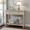 thumbnail image 1 of Tcbosik Farmhouse Console Table with 2 Drawers for Entryway, Rustic Sofa Table with Open Storage Shelf, Hallway Table for Bedroom & Living Room, Retro Gray, 1 of 10