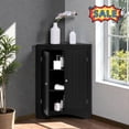 thumbnail image 1 of Tcbosik Farmhouse Corner Cabinet, Small Floor Cabinet with Adjustable Shelf and 2 Doors, Freestanding Storage Cabinet for Kitchen, Bathroom, Living Room, Space Saving, Black, 1 of 8