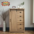 thumbnail image 1 of Tcbosik Farmhouse Dresser with Sliding Barn Door and 5 Drawers, Chest of Drawers for Bedroom, Living Room, Entryway, Hallway, Oak, 1 of 9