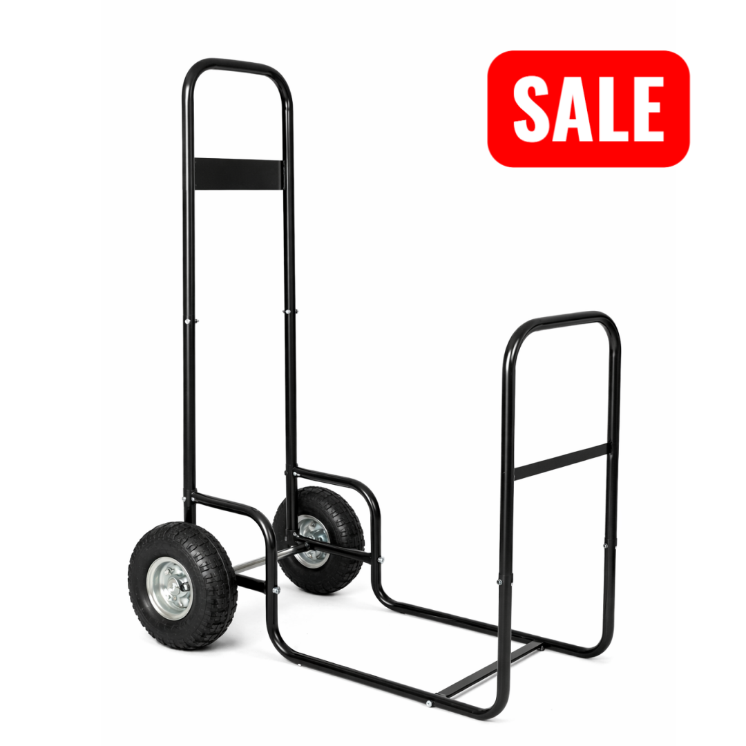Rolling Log Rack Tcbosik Firewood Cart with Pneumatic Wheels, Heavy Duty Wood Carrier ...