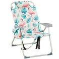 thumbnail image 1 of Tcbosik Folding Beach Chair with Headrest, Outdoor Chair with 5-Position Adjustable Back, Lightweight Backpack Chair with Side Storage, Towel Bar and Cooler Pouch, Flamingo, 1 of 9