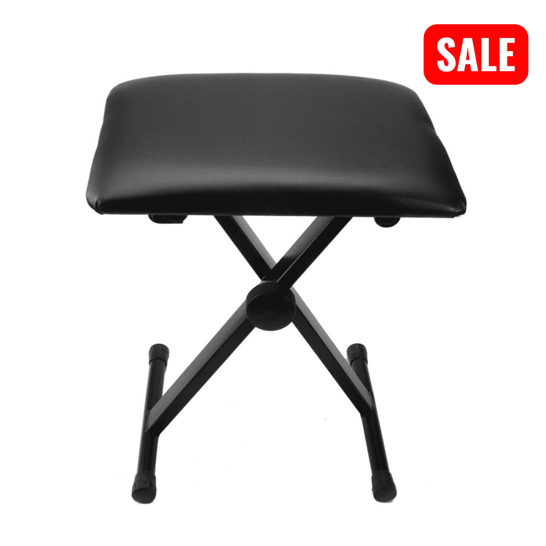 Tcbosik Folding Piano Bench, 18"-20" Height Adjustable Portable Keyboard Stool, Collapsible Chair with Padded Seat, Black