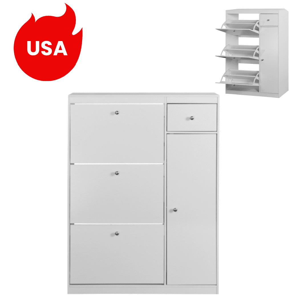 Tipping Bucket Rack Tcbosik Tipping Bucket Shoe Cabinet with 3 Flip Doors, Hidden Shoe Rack ...