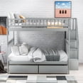 thumbnail image 1 of Tcbosik Full Over Full Bunk Bed With Two Drawers And Storage, Gray, 1 of 9