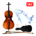 thumbnail image 1 of Tcbosik Full Size Acoustic Cello Kit for Adults, 4/4 Beginner Cello Set with Case, Bow and Rosin, Wood Color, 1 of 10