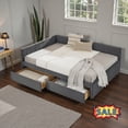 thumbnail image 1 of Tcbosik Full Size Daybed with 2 Storage Drawers, Velvet Fabric Upholstered Sofa Bed for Home Office, Space Saving, No Box Spring Needed, Grey, 1 of 11