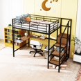 thumbnail image 1 of Tcbosik Full Size Loft Bed with Desk and Metal Grid, Metal Loft Bed with Storage Wardrobe and Storage Ladder, Heavy-Duty High Loft Bed for Kids Teens Adults, Black, 1 of 9