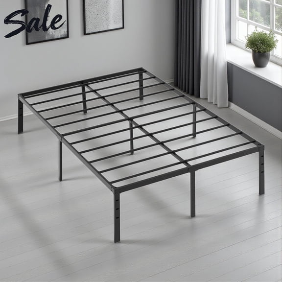 Tcbosik Full Size Platform Bed Frame, 14 Inch Metal Bed, Quiet & Non-Slip Design with 12.54" Under Bed Clearance, No Box Spring Needed (Black)