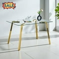 thumbnail image 1 of Tcbosik Glass Dining Table, Modern Rectangular Table with Metal Legs, 51 inch Kitchen Table for Home, Gold, 1 of 10