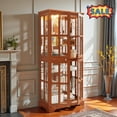 thumbnail image 1 of Tcbosik Glass Display Cabinet, 68.7"H Curio Cabinet with Adjustable Shelves and 4 Doors, Accent Storage Cabinet with Acrylic Back Pane for Living Room, Dining Room, Dark Oak, 1 of 10