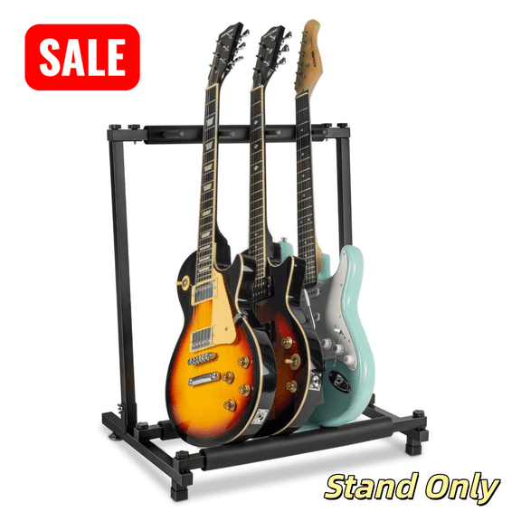 Tcbosik Guitar Stand Rack with Folding Design for 3 Guitars, Portable Display Holder for Guitar & Bass, Studio & Home, Black
