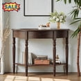 thumbnail image 1 of Tcbosik Half Moon Console Table, Modern Entryway Table with Storage Drawer and Open Shelf, Narrow Sofa Table for Living Room, Hallway, Foyer, Espresso, 1 of 9