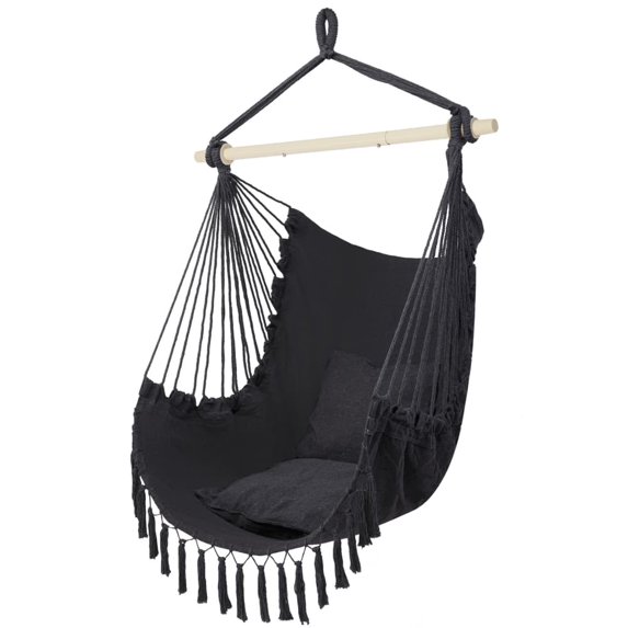 Tcbosik Hammock Chair with Pillows for Indoor & Outdoor, Portable Hanging Swing Chair for Camping, Picnic, Fishing, Gray