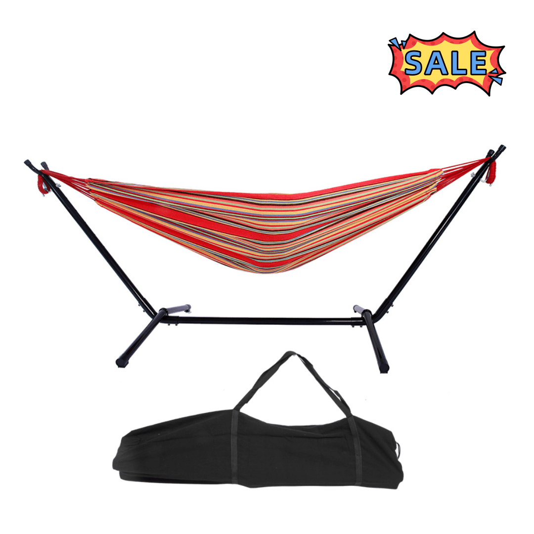 Tcbosik Hammock with Stand, Portable Hammock with Carrying Bag for Indoor & Outdoor, Patio, Garden, Porch, Balcony, Backyard, Red