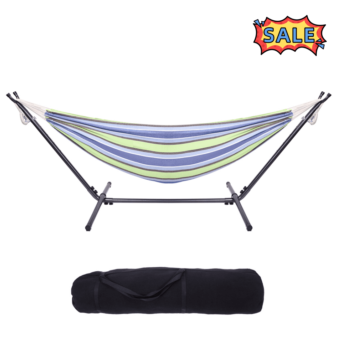 Tcbosik Hammock with Stand for Outside, Portable Space Saving Heavy-Duty Metal Stand for Indoor Outdoor Patio Yard, Easy Assembly, Green