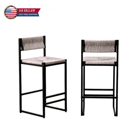 Tcbosik 2 Pack Bar Stools, Counter Height Bar Chair, Dining Barstool with Back for Kichen Island, Bar & Counter, Gray