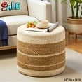 thumbnail image 1 of Tcbosik Handmade Natural Cattail Pouf Ottoman, 18" Round Footrest & Accent Stool, Boho Farmhouse Decor Seat for Living Room, Balcony & Small Spaces (Beige & Natural), 1 of 7