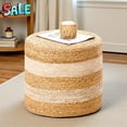 thumbnail image 1 of Tcbosik Handwoven Water Hyacinth Stool, Eco-Friendly Ottoman with Wood Frame, Compact Round Design for Home Decor (Natural+Beige), 1 of 7