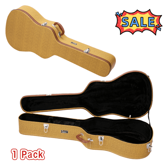 Tcbosik Hard-Shell Case With Lock for 41" Standard Acoustic Guitar, Yellow