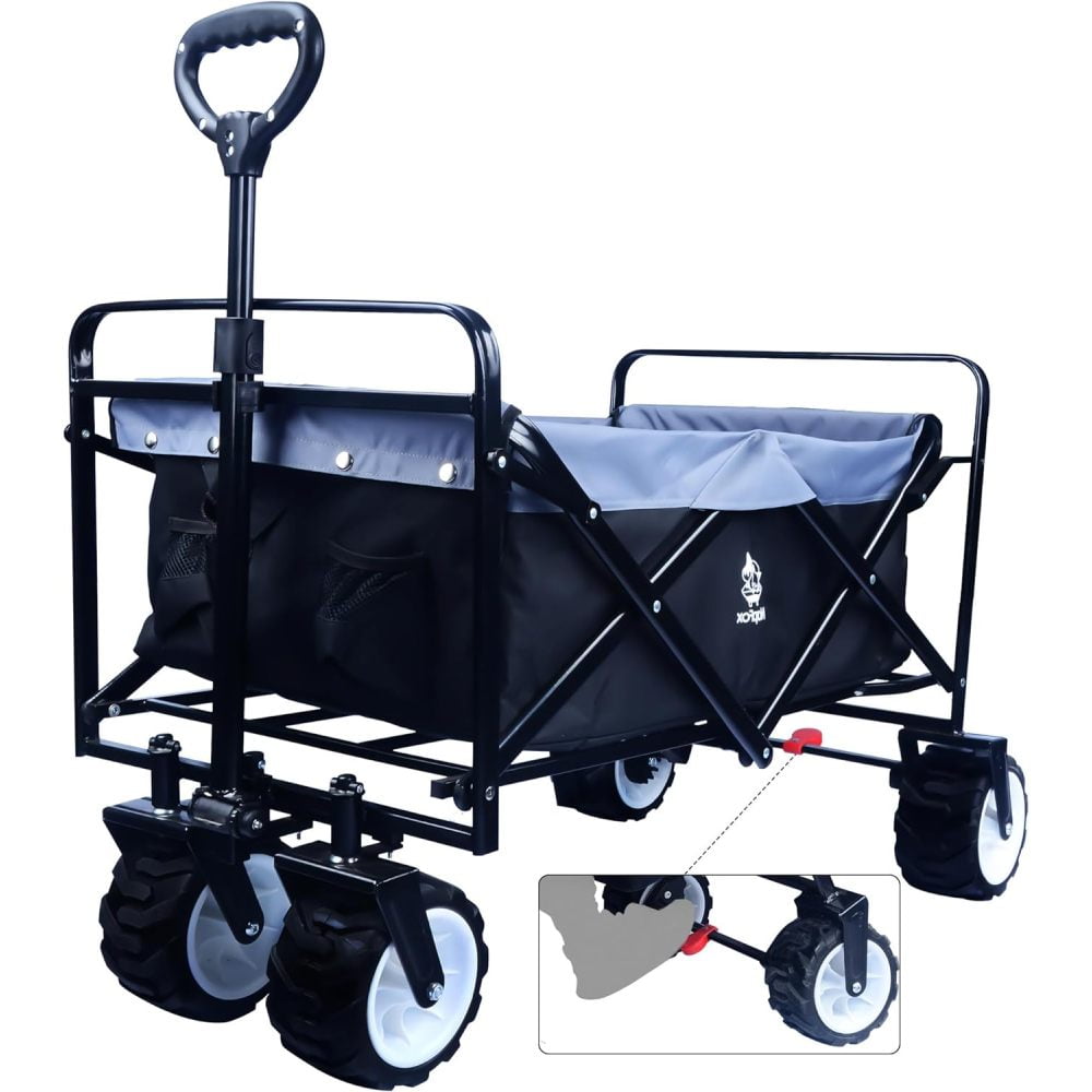 Heavy Duty Dark Blue Steel Collapsible Outdoor Wagon with All-Terrain Wheels