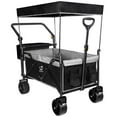 thumbnail image 1 of Tcbosik Heavy Duty Folding Wagon with Removable Canopy, Utility Grocery Cart with All-Terrain Wheels and Brake, Ice Pack Frame and 2 Cup Holders for Garden, Patio, Backyard, Beach, Black & Gray, 1 of 7