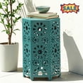 thumbnail image 1 of Tcbosik Hexagon Side Table for Indoor & Outdoor, 12 Inch Iron End Table for Porch, Patio, Garden, Backyard, No Assembly Required, Teal, 1 of 8