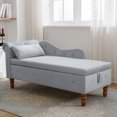 thumbnail image 1 of Tcbosik Indoor Lounge Chair with Storage, Button Tufted Chaise Chair with Pillow and Rolled Arm, Velvet Upholstered Accent Chair for Living Room, Bedroom, 300 lbs Capacity, Grey, 1 of 7