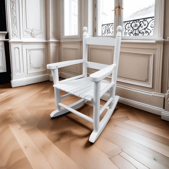 Tcbosik Indoor and Outdoor Child's Rocker, Solid Wood Rocking for Bedroom Living Room, White