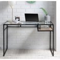 thumbnail image 1 of Tcbosik Industrial Writing Desk Study Computer Table Glass Desktop with Storage Shelf, Black, 1 of 5