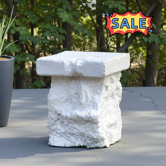 Tcbosik Irregular End Table for Outdoor, Modern Side Table, Magnesium Oxide Accent Table for Patio, Garden, Backyard, White