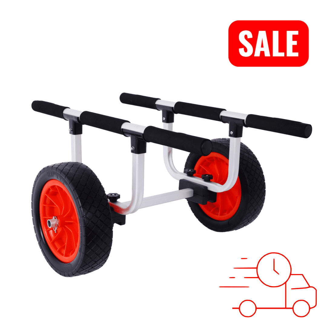 Tcbosik Kayak Cart, Heavy Duty Kayak Trailer & Canoe Cart with 12-Inch Airless Wheels and Padded Support Bars, Aluminum Kayak Dolly, 300 lbs Load Capacity, Suitable for Kayaks & Canoes, Black