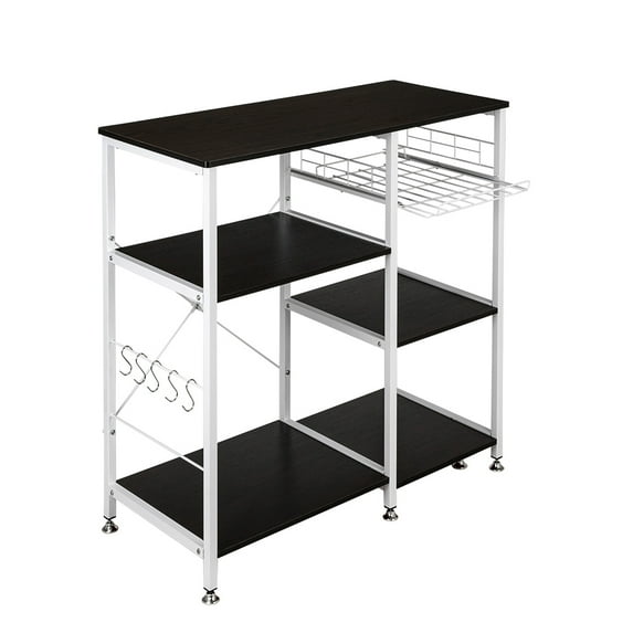 Tcbosik Kitchen Storage Rack Baker's Rack Utility Storage Shelf Microwave Stand Table Spice Rack Condiment Holder Workstation, Dark Brown