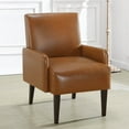 thumbnail image 1 of Tcbosik Leather Accent Chair, Modern Upholstered Living Room Chairs, Comfy Single Sofa Chair with Arm and Wood Legs for Bedroom Waiting Room Office - Brown, 1 of 5