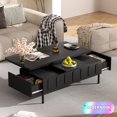 thumbnail image 1 of Tcbosik Lift Top Coffee Table with Storage, 43.3" Center Table with Foldable Tabletop, Hidden Compartment and 2 Drawers for Living Room, Space Saving, Black, 1 of 10