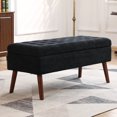 thumbnail image 1 of Tcbosik Linen Fabric Storage Ottoman Bench, Foot Rest with Button Tufted Seat for Hallway, Bedroom, Living Room, 300 lbs Capacity, Black, 1 of 10