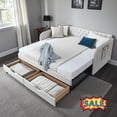 thumbnail image 1 of Tcbosik Linen Fabric Upholstered Daybed with Trundle, Side Pocket and 2 Storage Drawers, Twin Size Sofa Bed for Living Room, Guest Room, Bedroom, No Box Spring Needed, Beige, 1 of 8