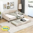 thumbnail image 1 of Tcbosik Linen Fabric Upholstered Daybed with Trundle, Full Size Sofa Bed, Wood Bed Frame, No Box Spring Needed, Beige, 1 of 11