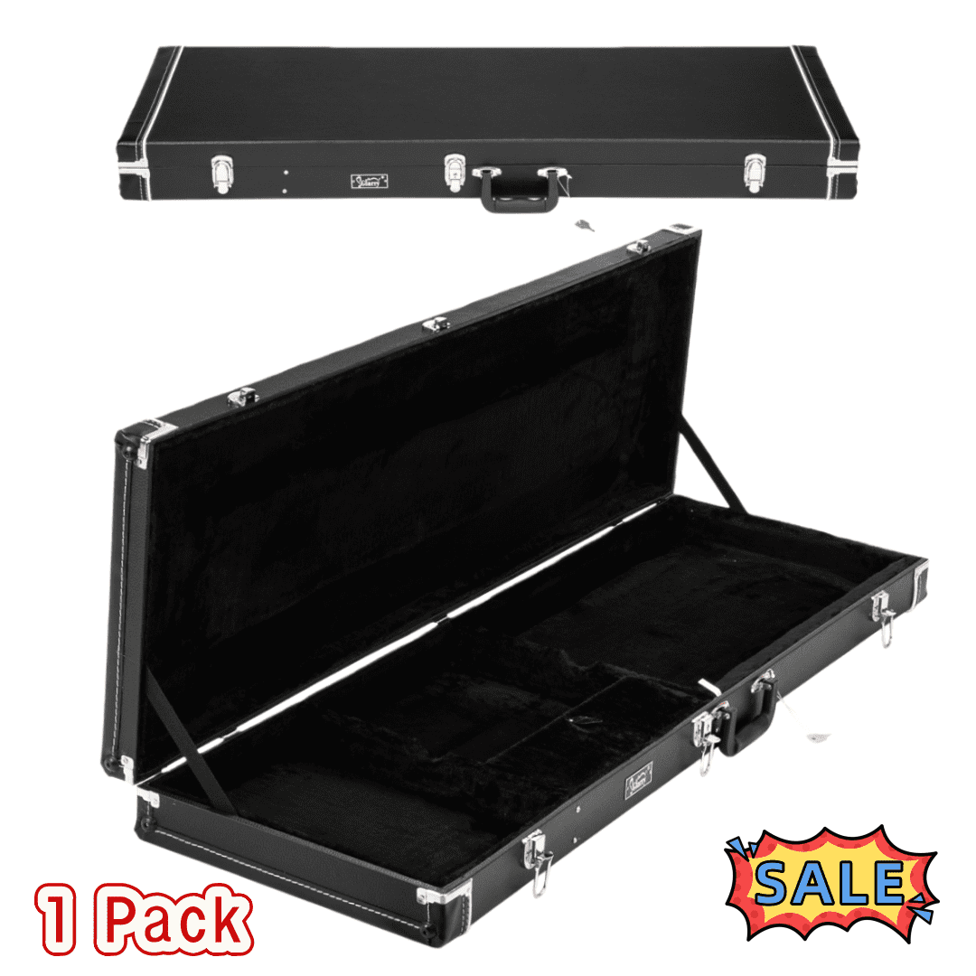 Tcbosik Lockable Hard-Shell Case for Electric Bass Guitars, Black