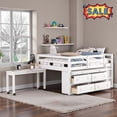 thumbnail image 1 of Tcbosik Loft Bed with Rolling Desk, Open Shelves and 4 Storage Drawers, Full Size Wood Bed Frame with Ladder and Guardrail, No Box Spring Needed, White, 1 of 9