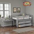 thumbnail image 1 of Tcbosik Loft Bed Twin Size with Rolling Desk, Open Shelves and Storage Drawers, Bed Frame with Guardrails and Ladder, Wood Slat Support, No Box Spring Needed, Gray, 1 of 10