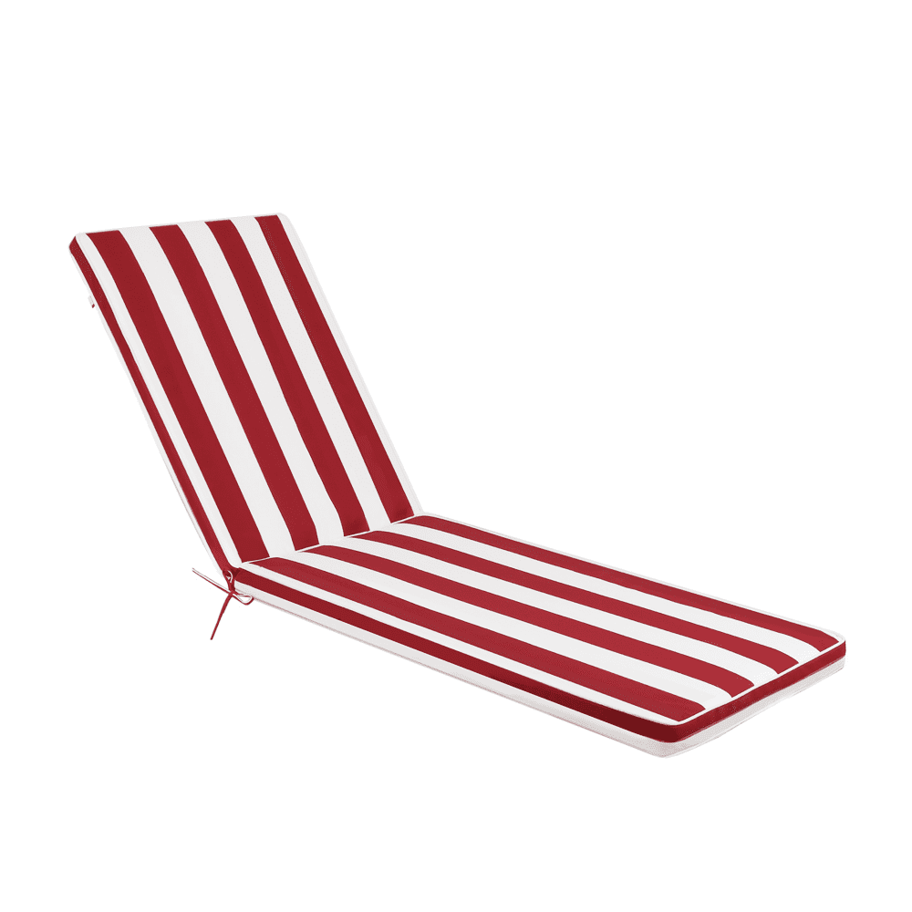 Red and White Striped Foam Chaise Lounge Cushion