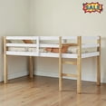 thumbnail image 1 of Tcbosik Low Loft Bed, Twin Size Wood Bed Frame with Guardrail and Ladder, Easy Assembly, Natural & White, 1 of 9