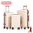 thumbnail image 1 of Tcbosik Luggage 3-Piece Set, 20/24/28 inch Hardside Lightweight Suitcase with Spinner Wheels, Beige, 1 of 10