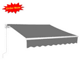 thumbnail image 1 of Tcbosik Manual Retractable Awning, 10x8ft Outdoor Sunshade, Water Resistant Shelter with Crank Handle for Backyard, Balcony, Gray, 1 of 8