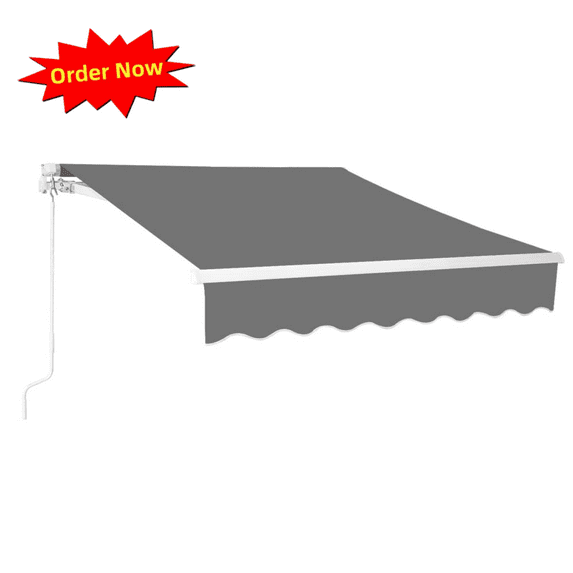 Tcbosik Manual Retractable Awning, 8x6.5ft Sunshade Shelter with Crank Handle, Outdoor Canopy for Garden, Patio, Balcony, Backyard, Gray