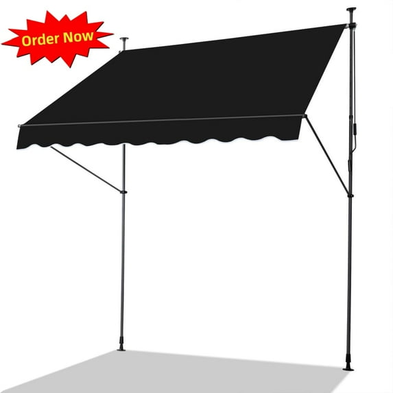 Tcbosik Manual Retractable Awning for Patio, 78.7" x 59.1" Adjustable Canopy with UV Protection for Backyard, Garden, Balcony, Black