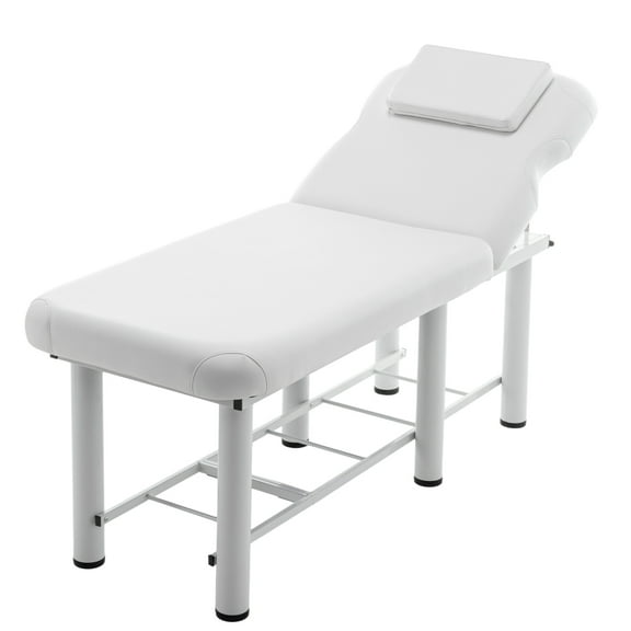 Tcbosik Massage Table, Professional Reclining Lash Bed with Adjustable Backrest and Removable Headrest, Esthetician Bed Tattoo Table Spa Bed Salon Bed with Storage Shelf, White