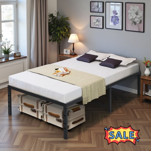 Tcbosik Metal Bed Frame, Twin Size Platform Bed, Heavy Duty Mattress Foundation, Easy Assembly, Black