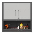 thumbnail image 1 of Tcbosik Metal Cabinet for Wall, Storage Tool Cabinet with Adjustable Shelf, Lockable Doors and Open Shelf for Kitchen Garage Basement, Easy Assembly, Black & Gray, 1 of 9